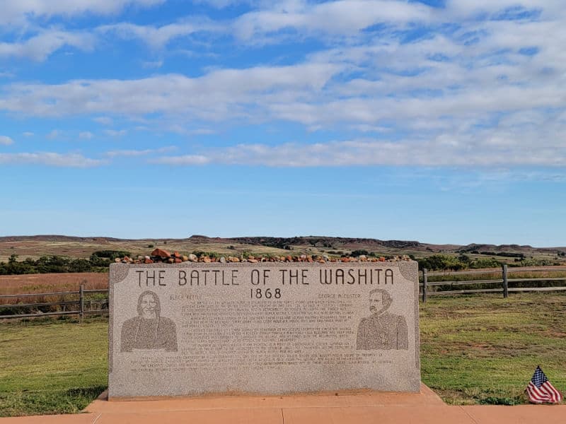 Battle of Washita historic marker at Washita Battlefield NHS