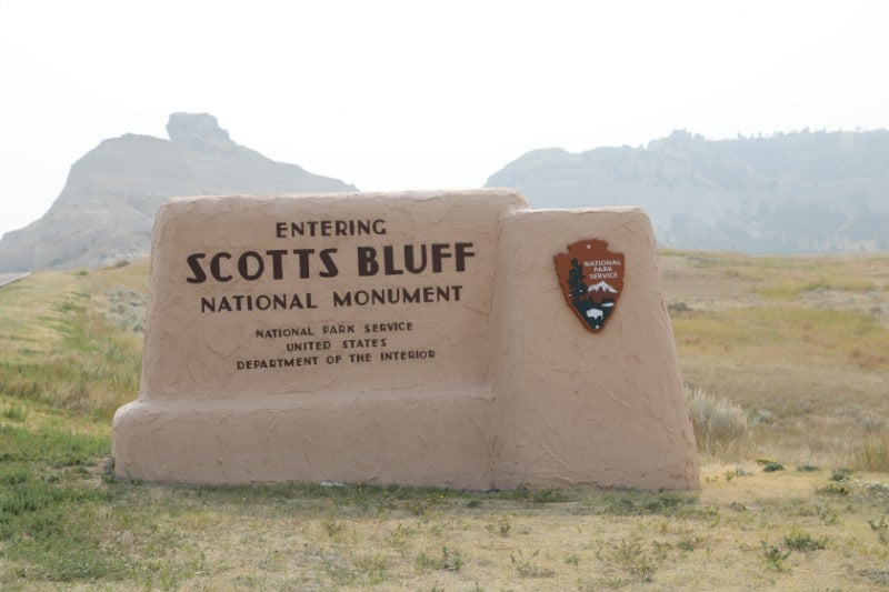 Entrance Sign entering into Scotts Bluff National Monument, Nebraska