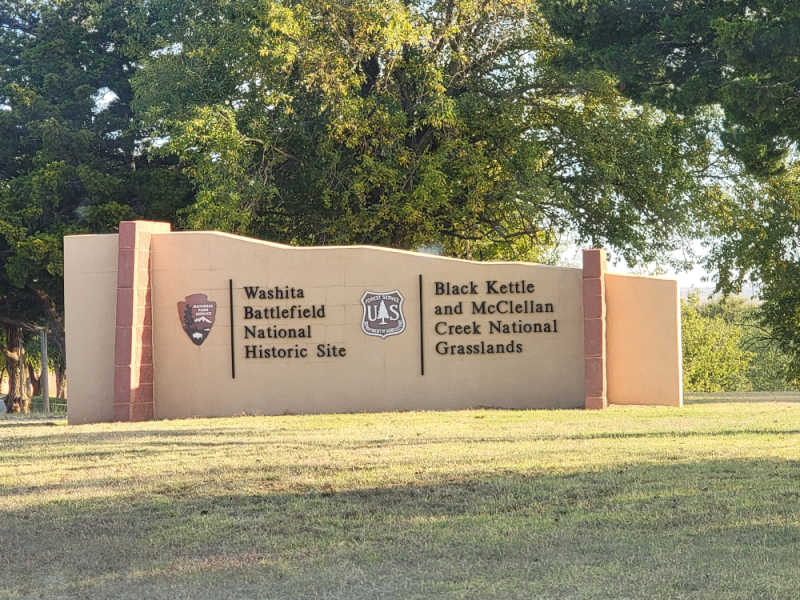 Washita Battlefield National Historic Site entrance sign