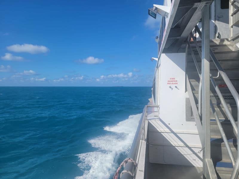 Ferry to Dry Tortugas with waves against the boat
