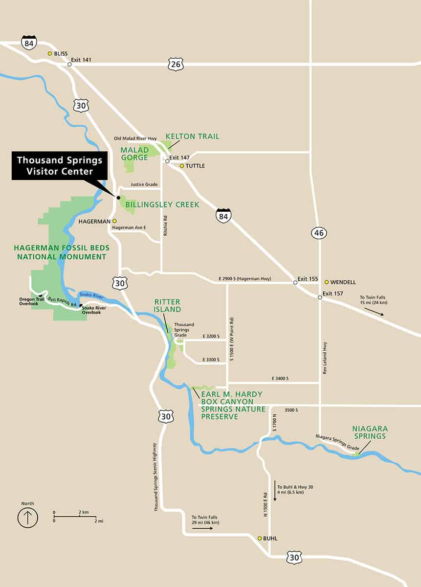 Map of Hagerman Fossil Beds National Monument in Idaho