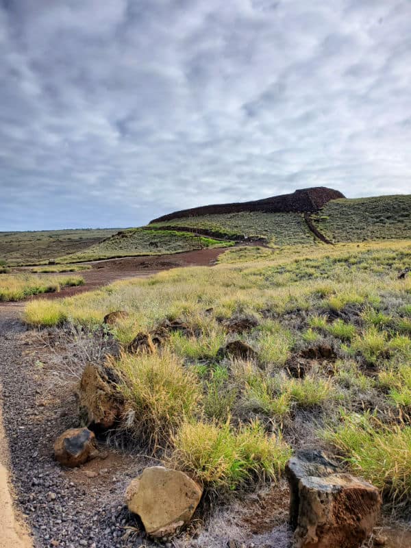 Heiau historic site on a hill in Pu`ukoholā Heiau National Historic Site, Big Island of Hawaii