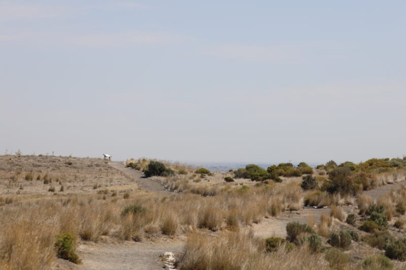 Hiking trail with interpretive panels in Hagerman Fossil Beds National Monument, Idaho