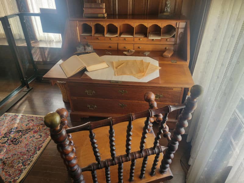 wooden desk and chair in Theodore Roosevelt Inaugural Site National Historic Site, New York