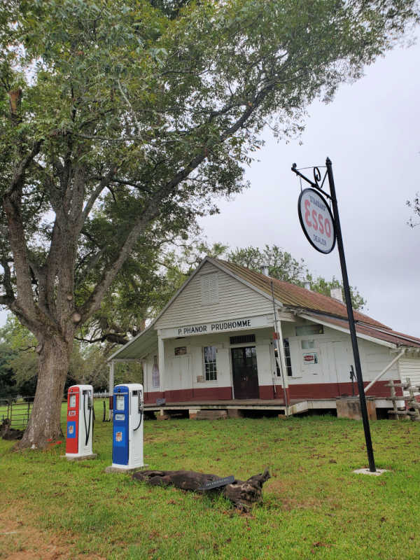 Historic gas station and pumps in Cane River Creole NHP