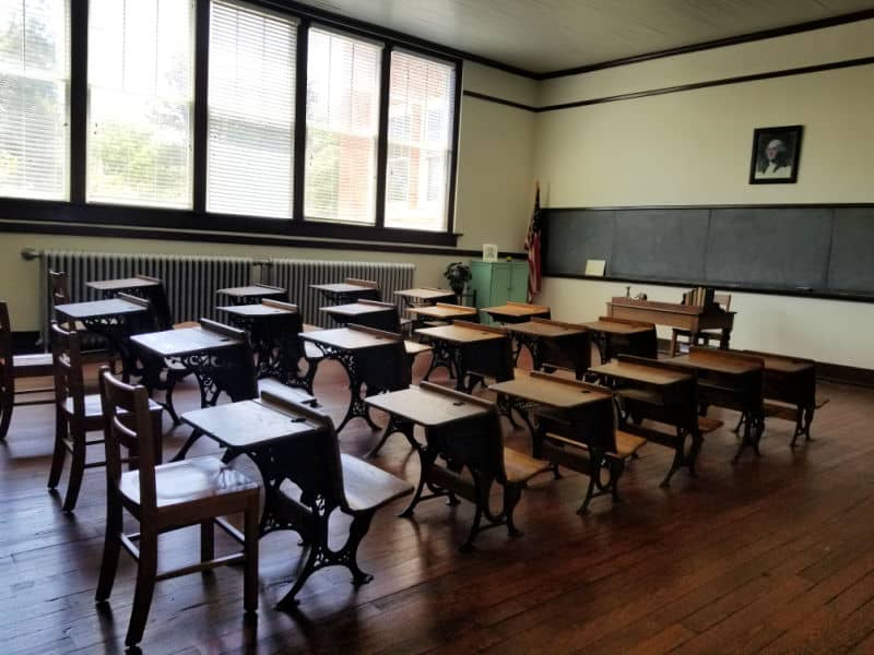 Historic School Room with old desks in Plains High School at Jimmy Carter National Historical Park, Georgia
