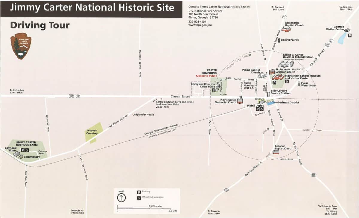 Map of Jimmy Carter National Historical Park in plains, georgia