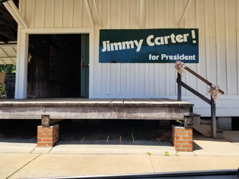 Jimmy Carter for President sign on the train depot in Plains, Georgia