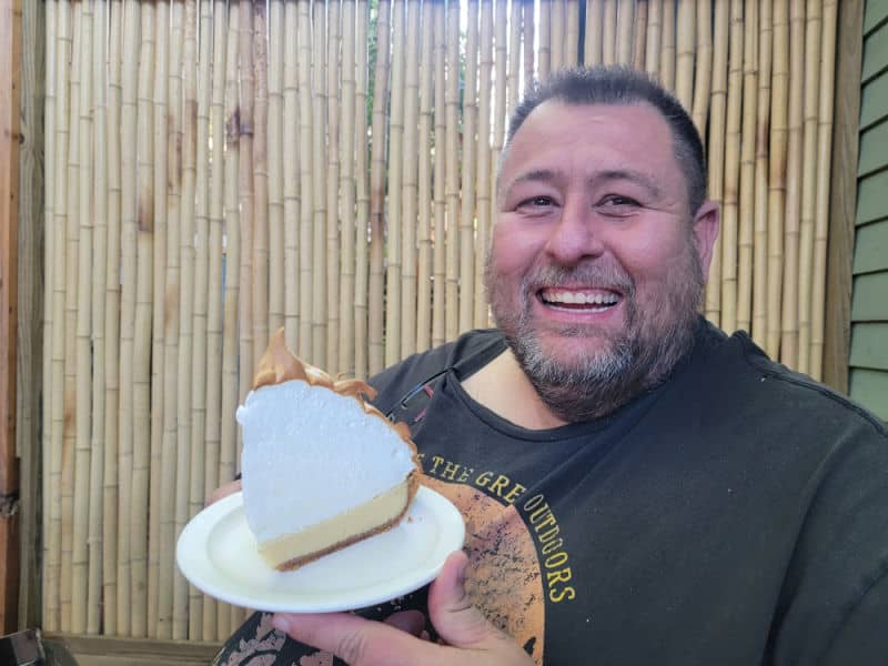 Park Ranger John with Key Lime Pie at Blue Heaven Restaurant in Key West, Florida