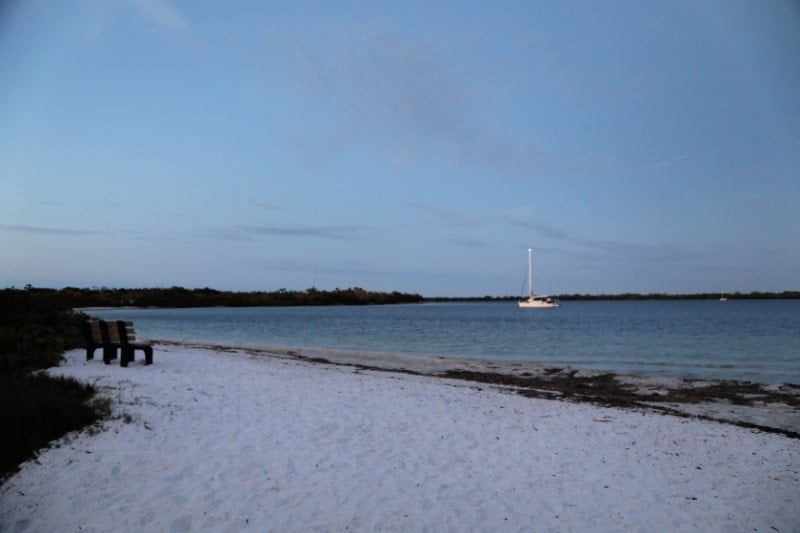 Sailboat on Manatee River near De Soto National Memorial in Florida