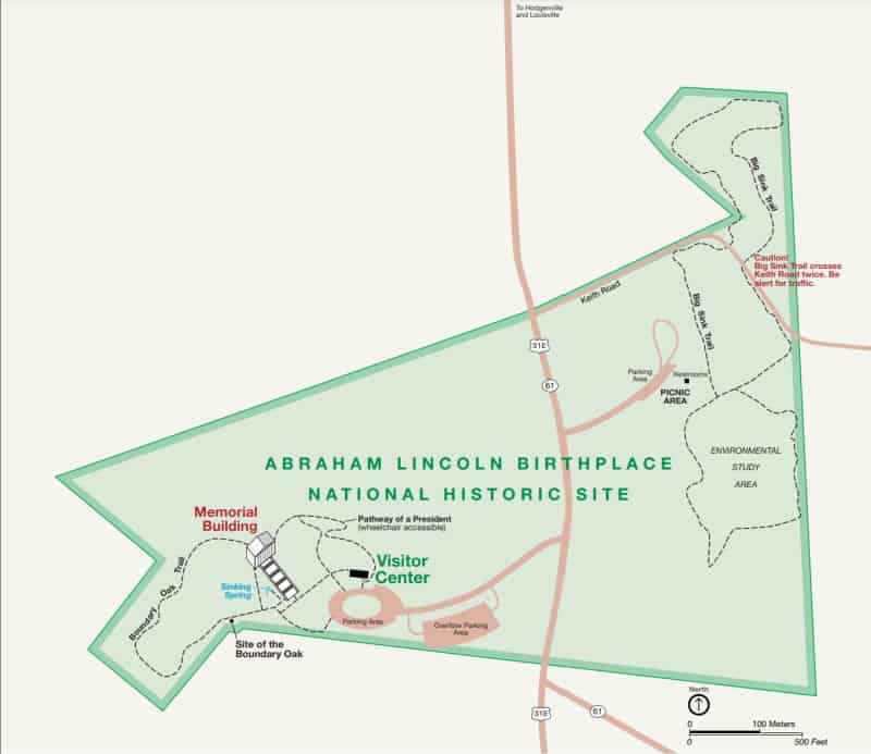 Map of Abraham Lincoln Birthplace National Historical Park, Kentucky