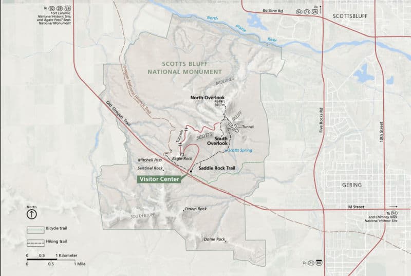 Map of Scotts Bluff National Monument, Nebraska