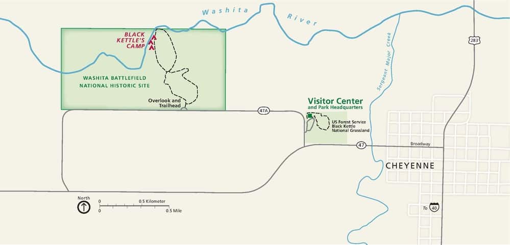 Map of Washita Battlefield NHS