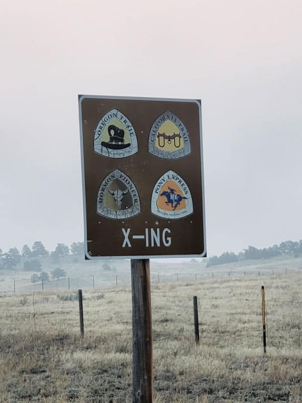 National Historic Trail Sign Mormon Pioneer, California Trail, Oregon Trail and Pony Express