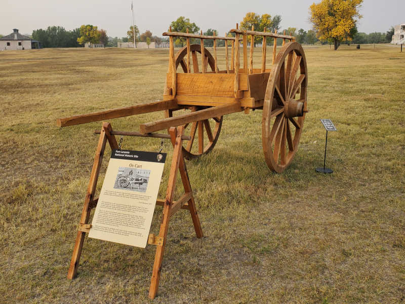 Historic Ox Cart with interpretive display in Fort Laramie NHS
