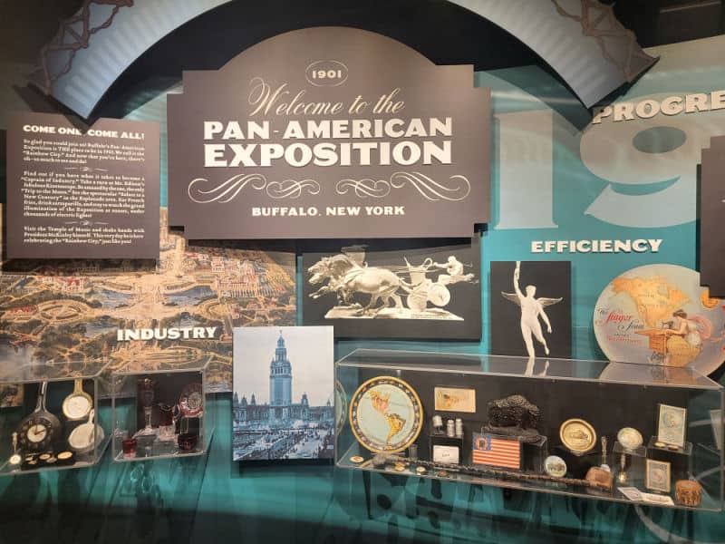 Pan American Exposition display with photos and memorabilia at Theodore Roosevelt Inaugural Site National Historic Site, New York