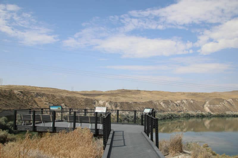 Scenic Overlook with interpretive panels in Hagerman Fossil Beds National Monument, Idaho