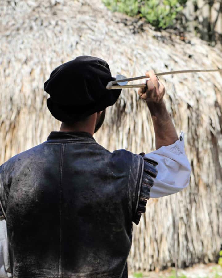 Throwing an Atlatyl during the Historic Weapons Demonstration at DeSoto National Memorial