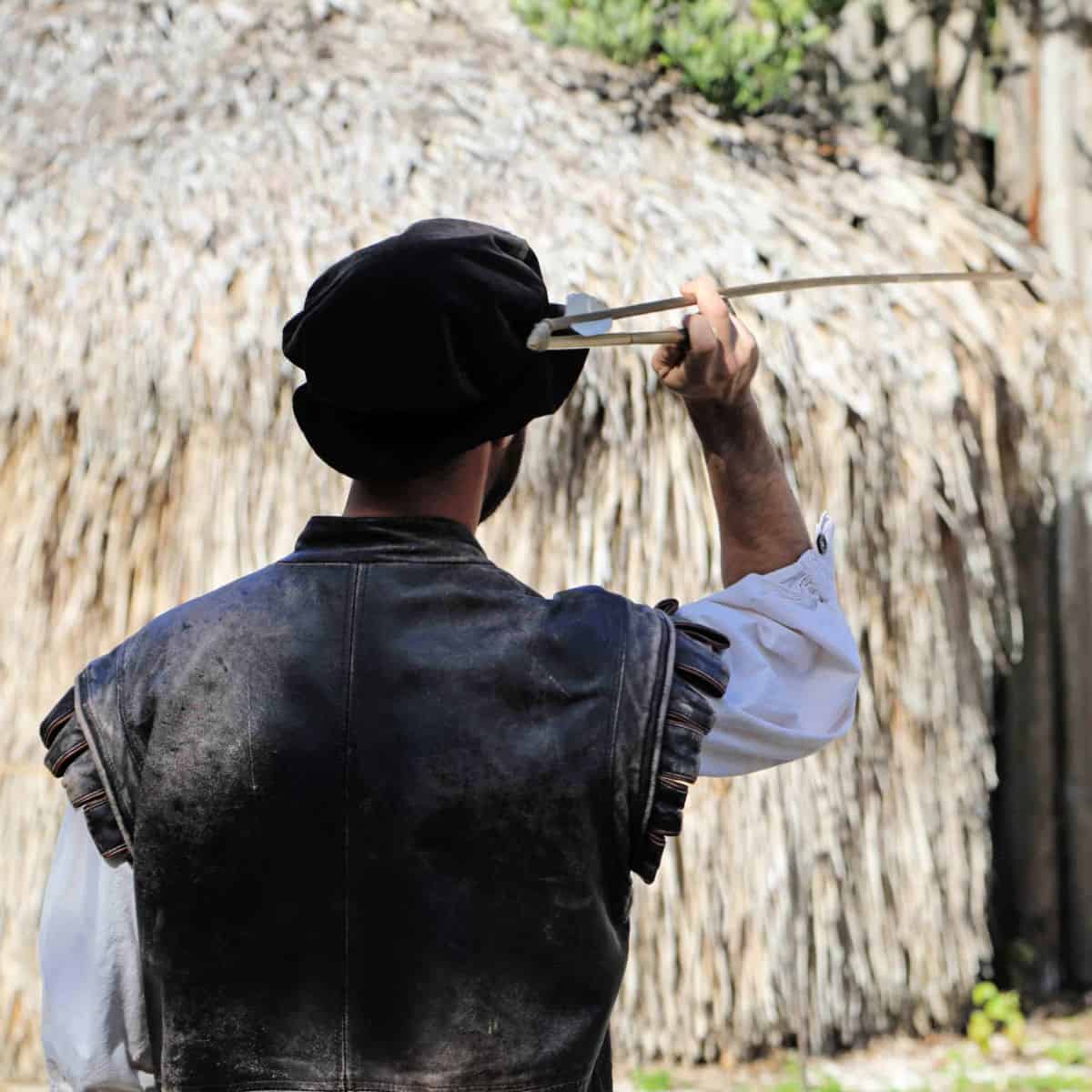 Throwing an Atlatyl during the Historic Weapons Demonstration at DeSoto National Memorial