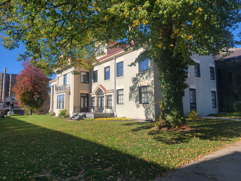 Wilcox house with trees surrounding it at Theodore Roosevelt Inaugural Site National Historic Site, New York