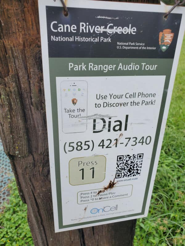 cell phone tour sign from Cane River Creole NHP
