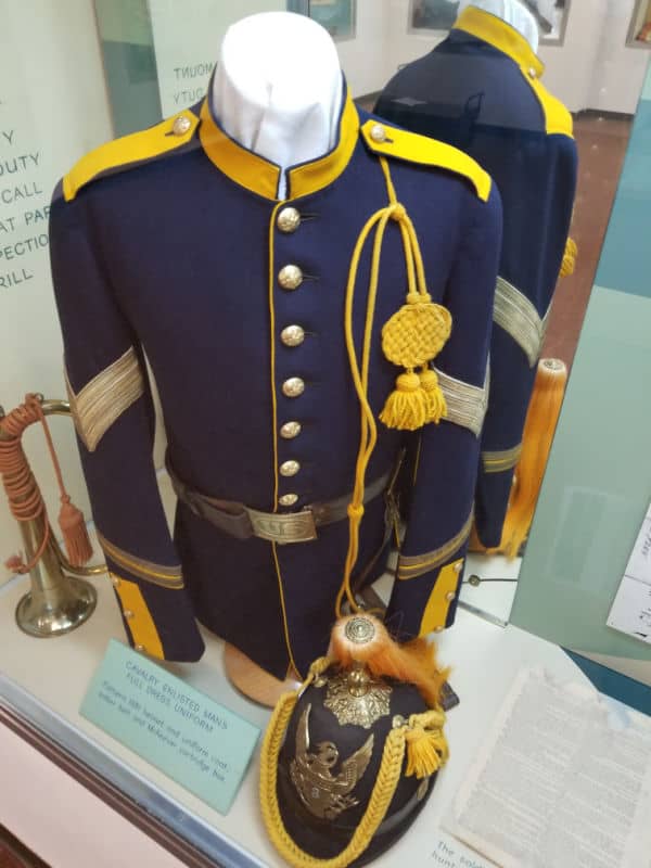 Blue and Yellow cavalry enlisted men uniform in Fort Union National Monument Visitor Center