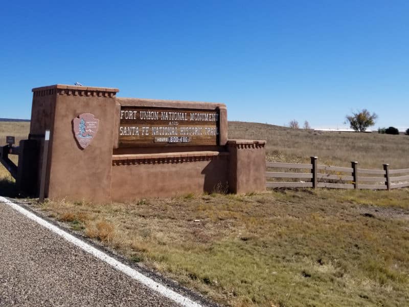 entrance sign for Fort Union National Monument and the Sante Fe Trail