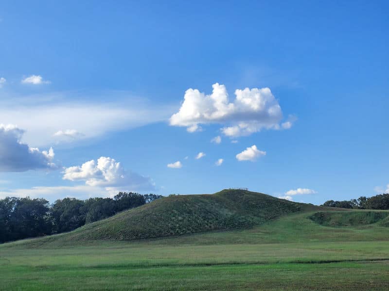 Grass covered Mound A in Poverty Point National Monument