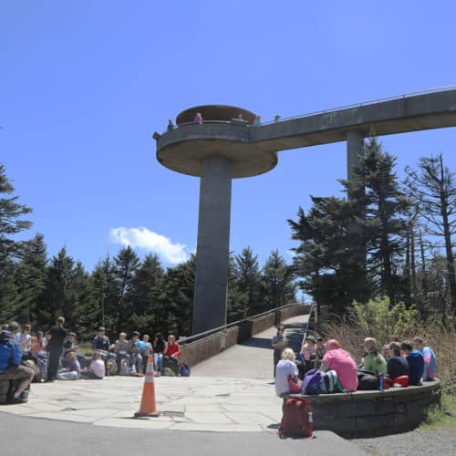 Overlook at summit of Kuwohi in Great Smoky Mountains