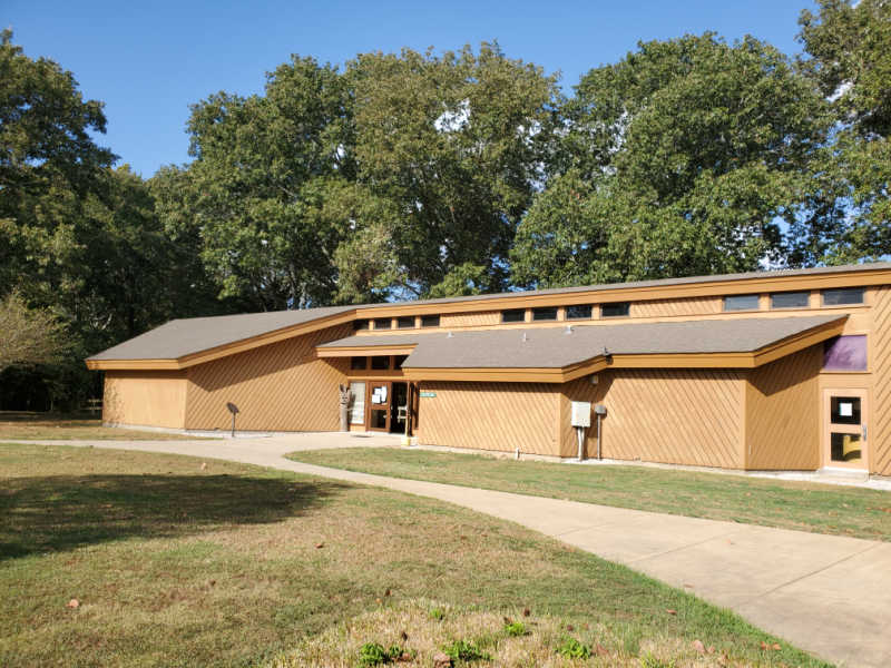 brown visitor center building for Poverty Point National Monument