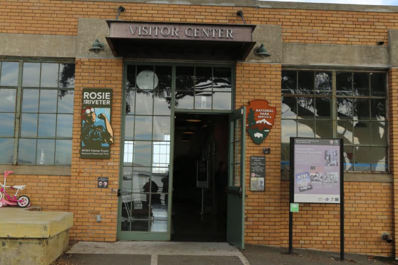 Visitor Center entrance with National park Service sign at Rosie the Riveter National Historical Park