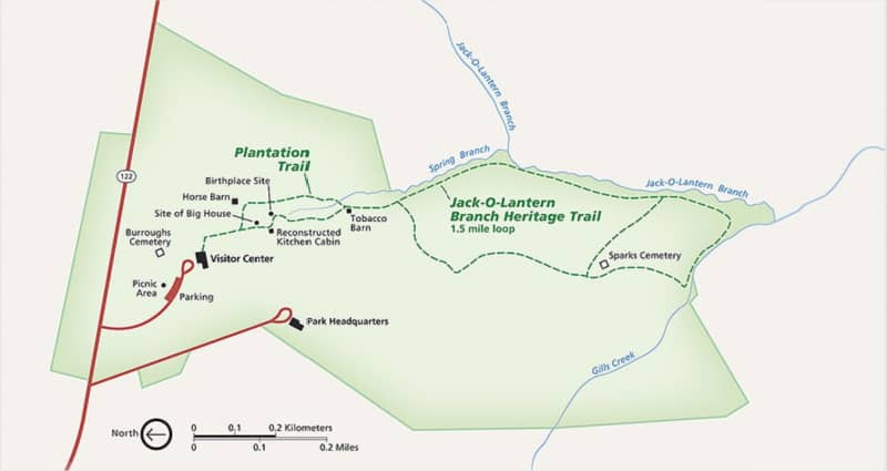 Map of Booker T Washington National Monument