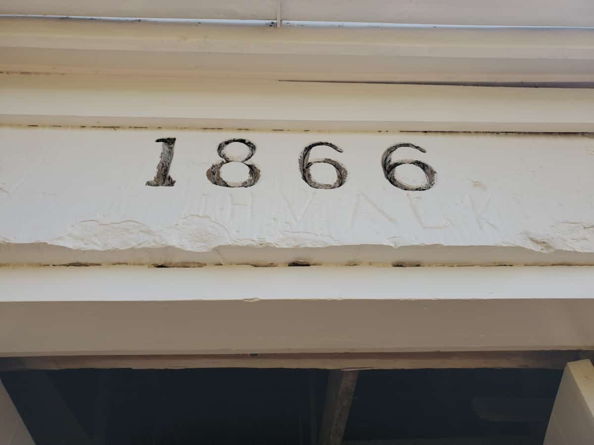 1866 marking on historic Fort Larned building