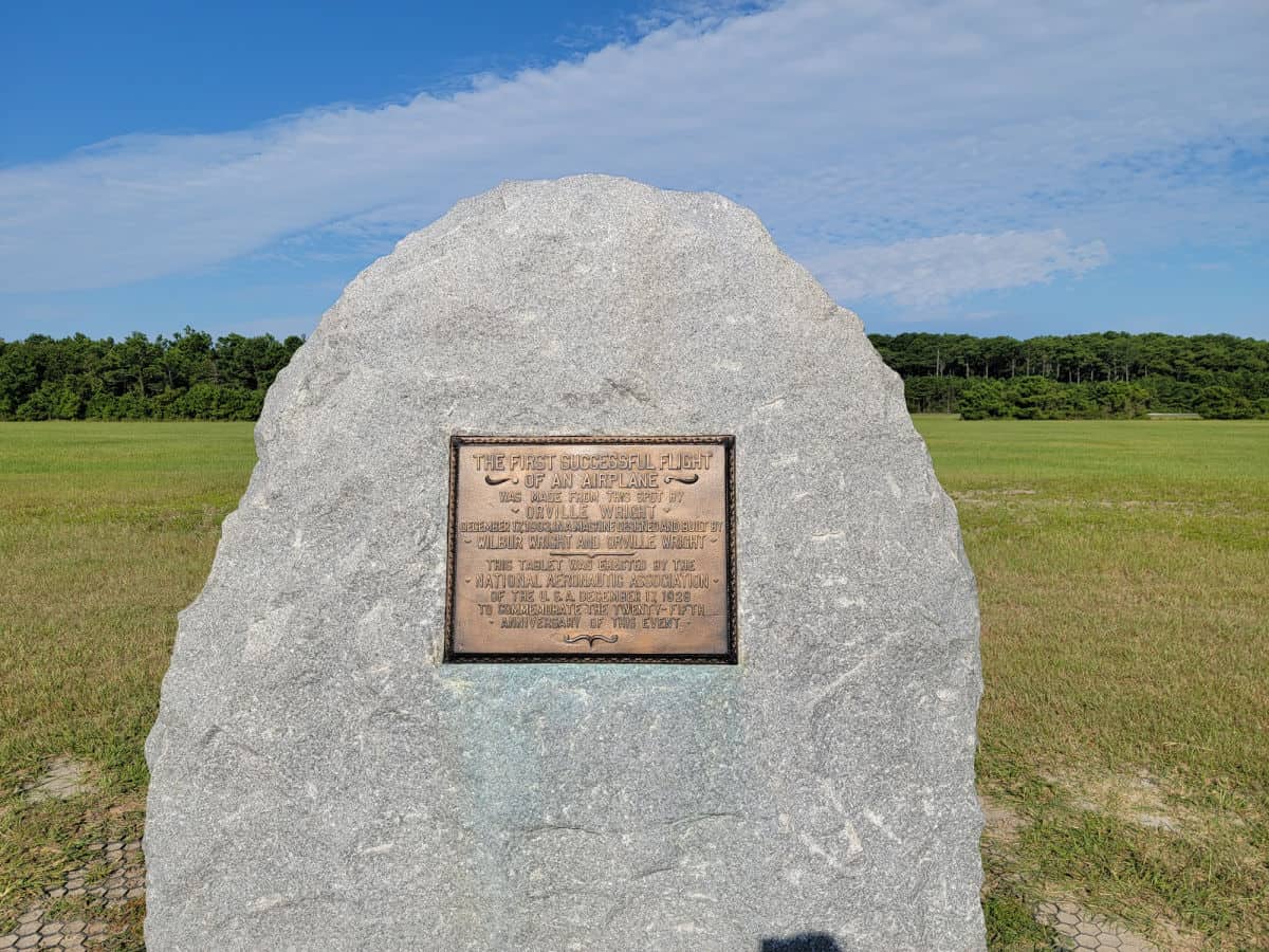 1st flight marker on a stone wright brothers national memorial