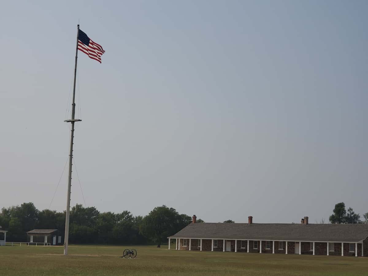 36 Star American Flag on the parade grounds of Fort Larned