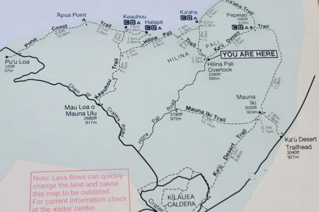 Hawaii Volcanoes National Park Trail Map