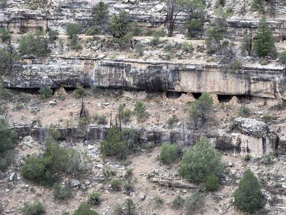Ancient Cliff Dwellings on the wall of Walnut Canyon National Moument