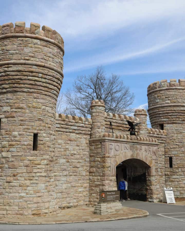 Point Park castle with a National Park Service Sign