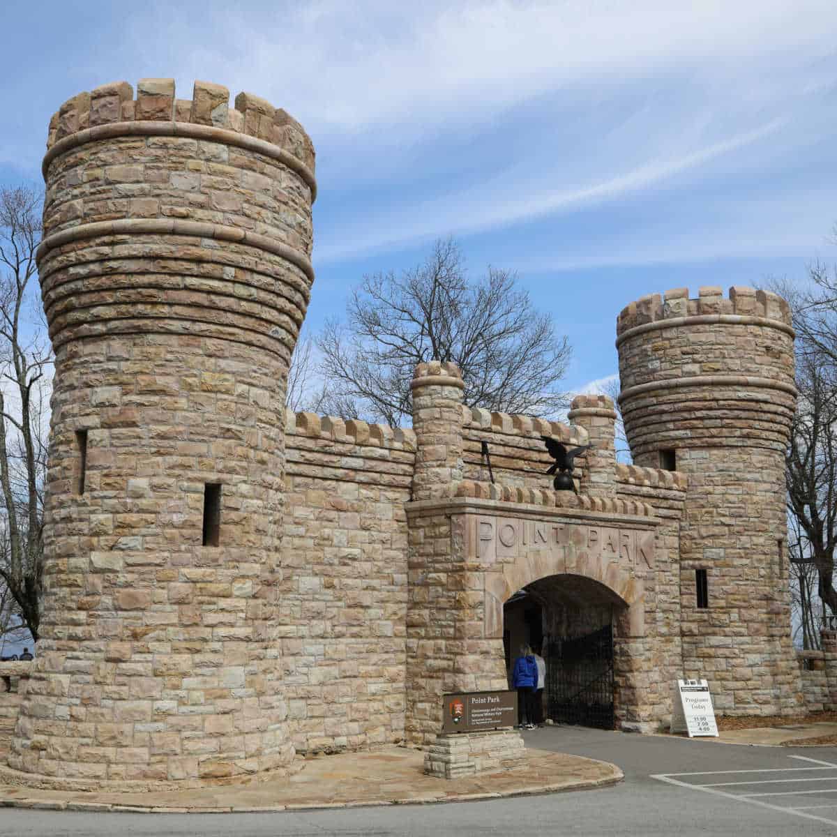Point Park castle with a National Park Service Sign