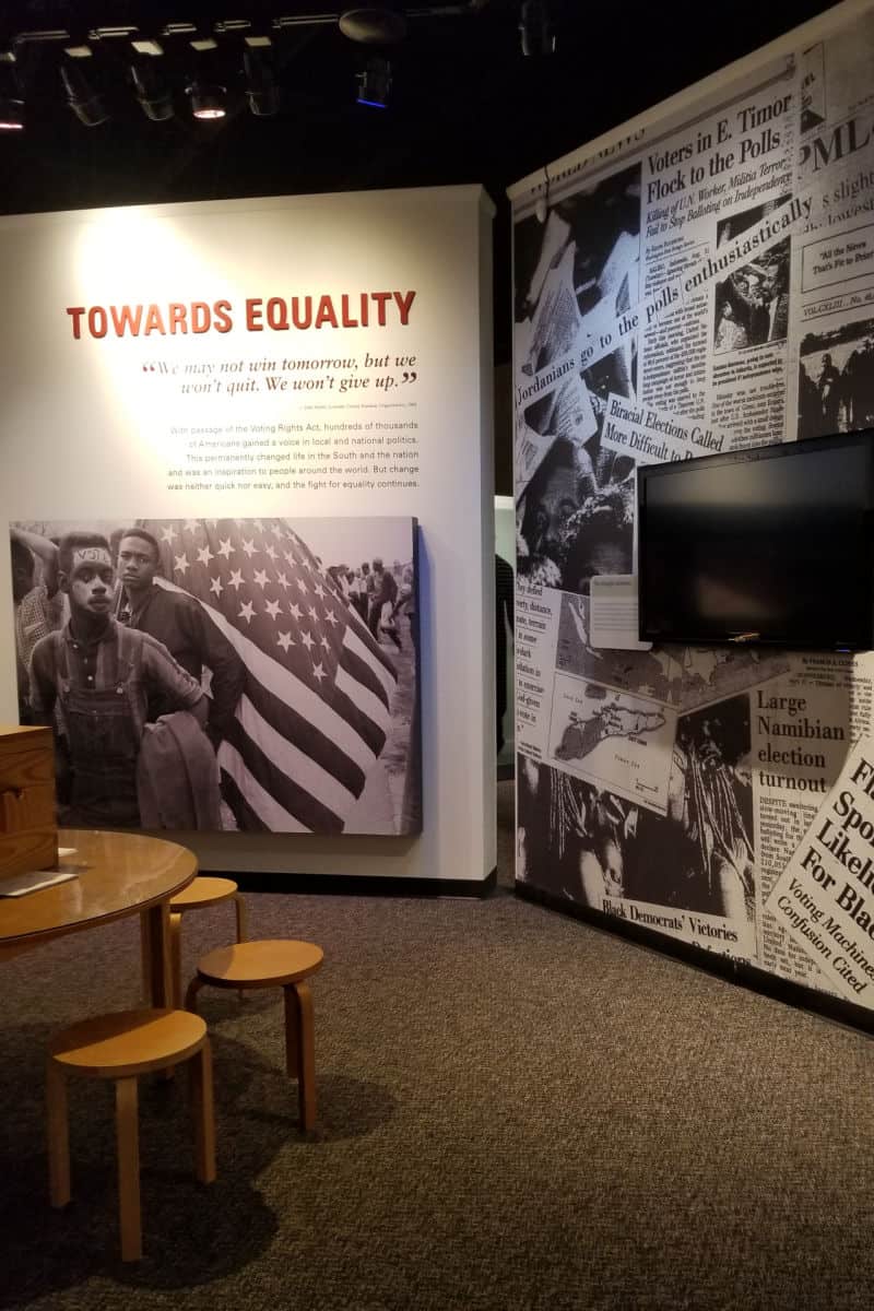 Towards Equality interpretive display in Selma to Montgomery NHT Visitor Center