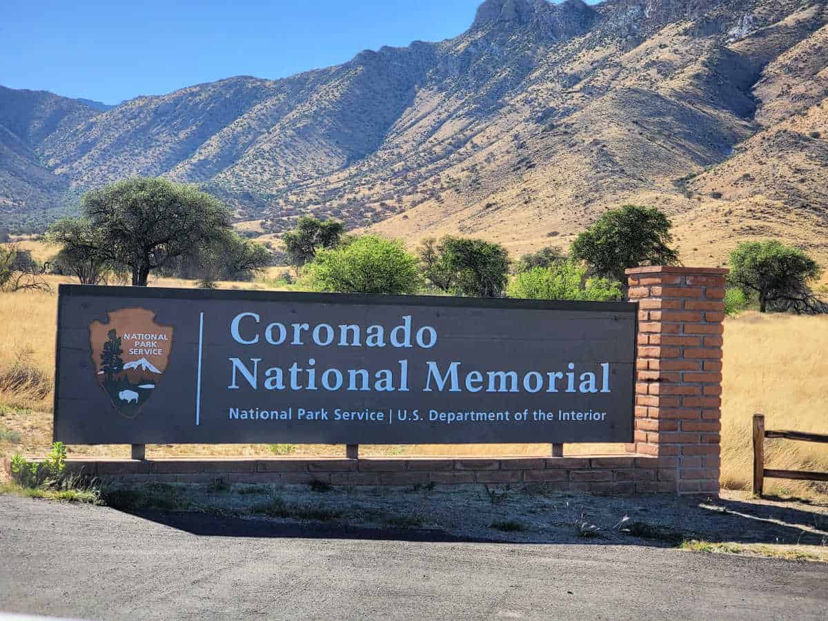 Coronado National Memorial entrance sign with National Park Service Emblem