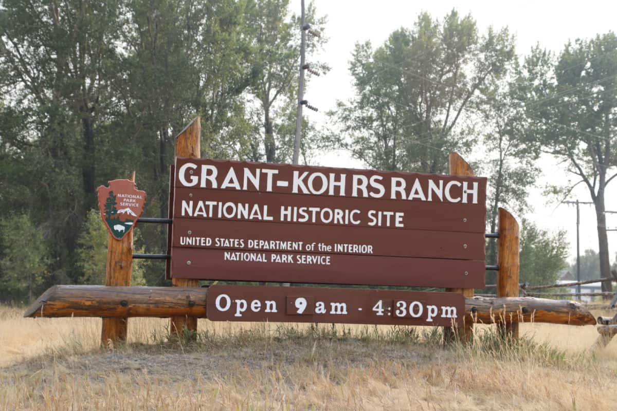Grant-Kohrs Ranch National Historic Site Entrance Sign with national Park Service Emblem