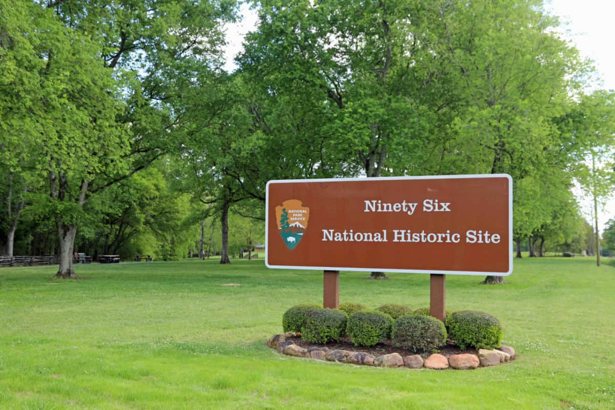 Ninety Six National Historic Site entrance sign 