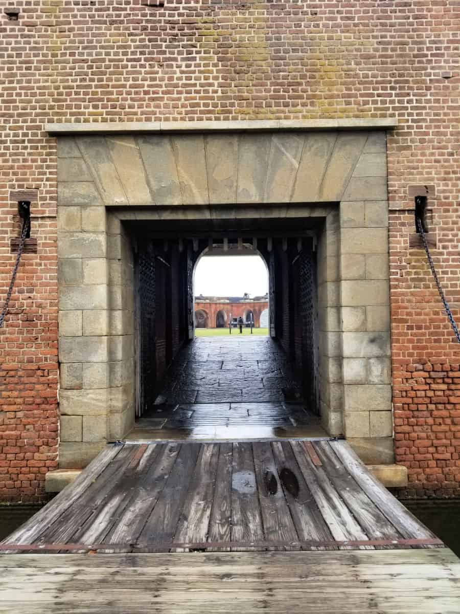 Wooden bridge entrance into Fort Pulaski