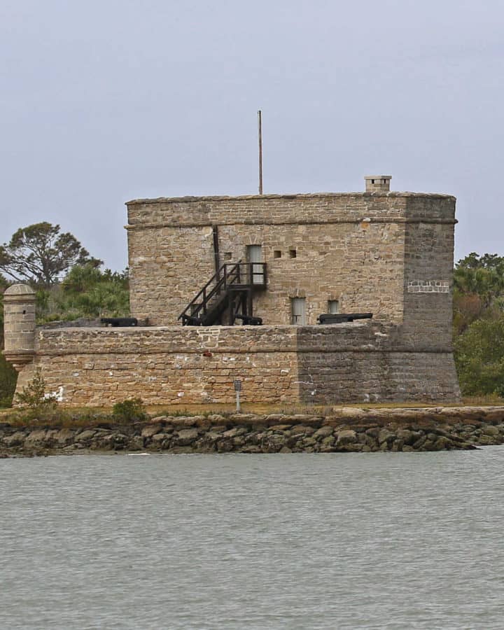 Fort Matanzas surrounded by water and trees