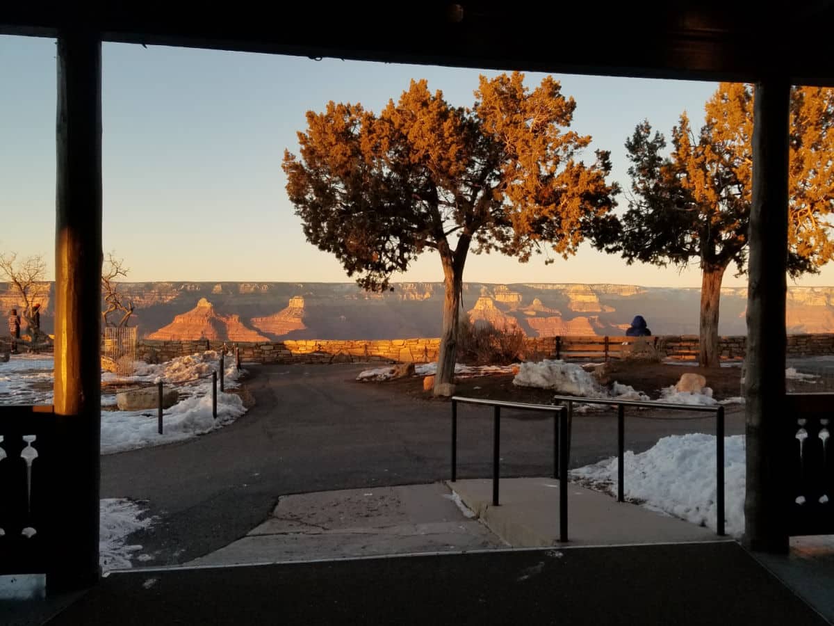 View of the Grand Canyon from the back porch of the El Tovar Hotel