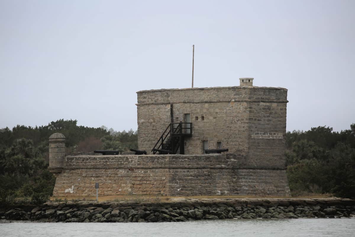 Historic Fort Matanzas surrounded by water