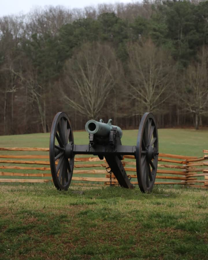 Cannon in a field of Kennesaw Mountain National Battlefield Park