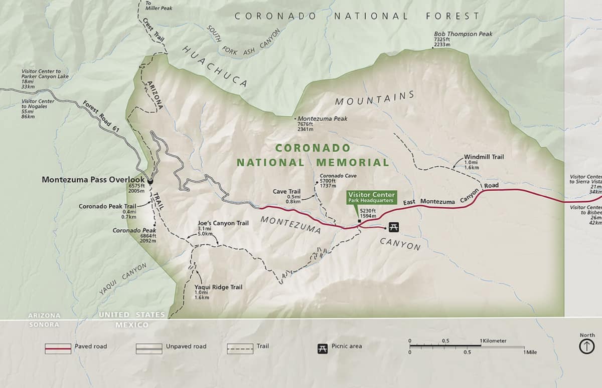 Map of Coronado National Memorial
