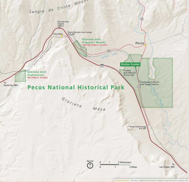 Map of Pecos National Historical Park
